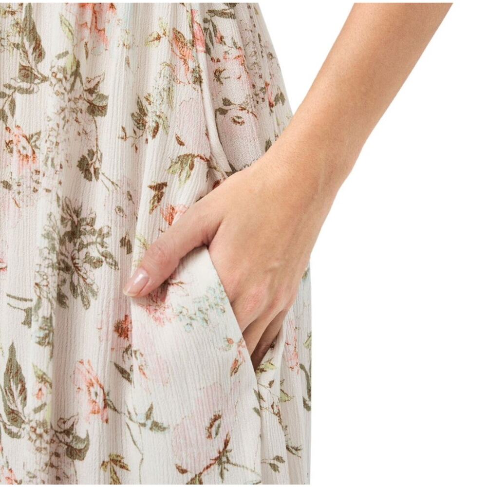 Frye white floral midi sleeveless prairie cottagecore dress sz L - Picture 8 of 12